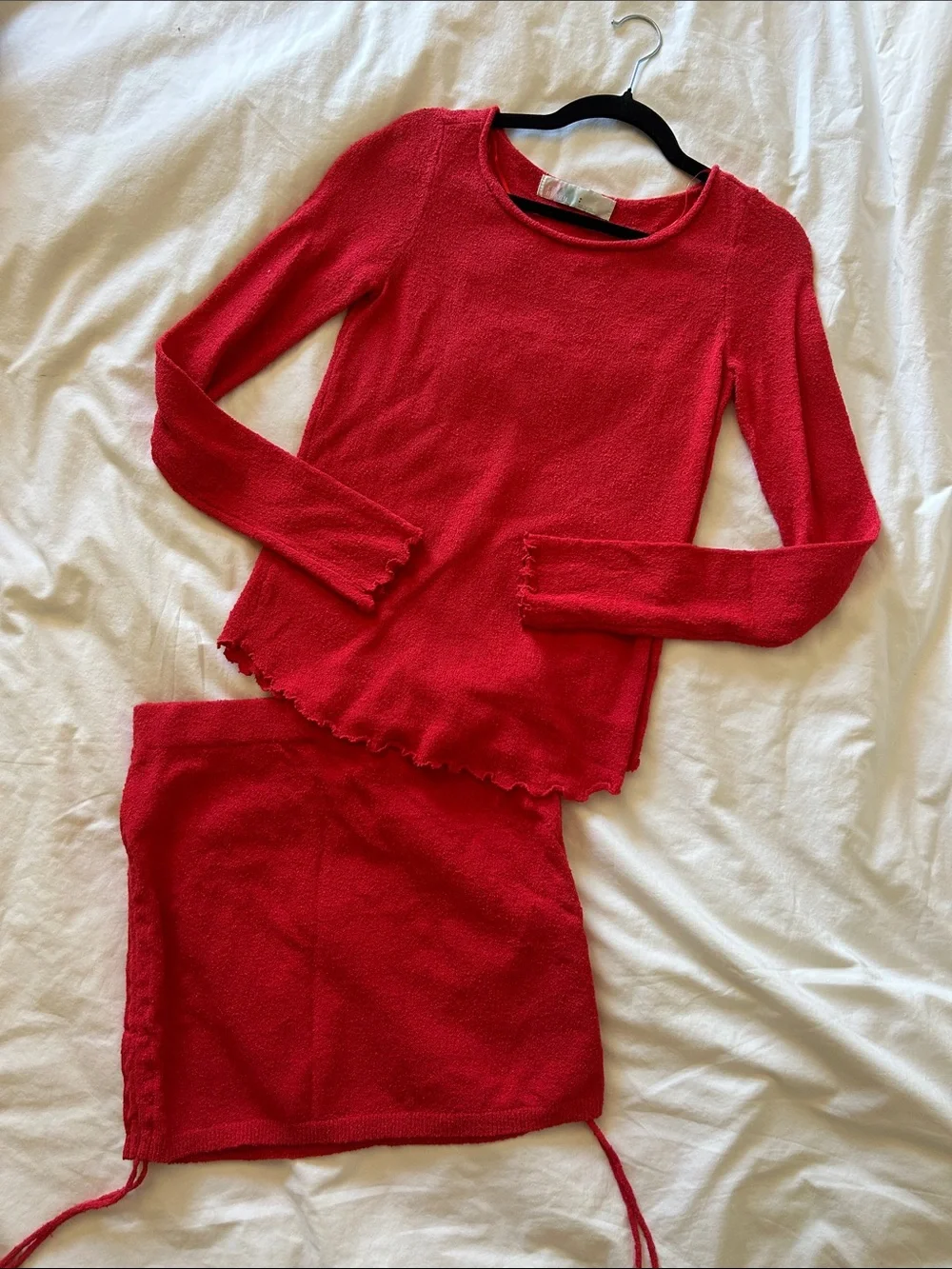Free People Beach Cabo Sweater Skirt Set Bodycon Knit Set Red